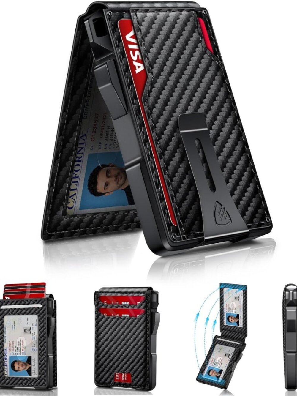 Slim RFID Blocking Metal Wallet for Men - Pop-Up Card Holder, 14 Cards Capacity